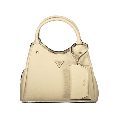Handbag by Guess Jeans for women in polyethylene beige features a refined silhouette, showcasing a secure snap & zipper, organized built-in-compartments, removable-pouch, internal-pockets & coin-purse, and versatile shoulder-strap, adjustable-strap & handle for a refined finish.