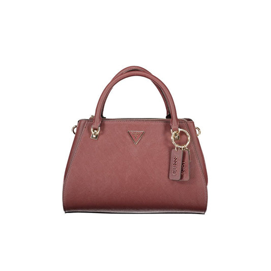 Handbag by Guess Jeans for women in polyethylene brown features an refined silhouette, showcasing a secure snap & zipper, ample built-in-compartments, document-holder, external-pockets & internal-pockets, and versatile shoulder-strap, adjustable-strap & handle for a sophisticated refined aesthetic.