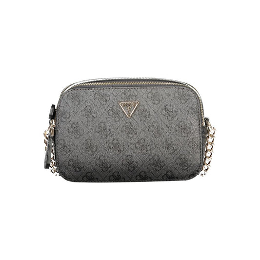 Handbag by Guess Jeans for women in polyethylene black & print features a signature silhouette, showcasing a secure zipper and signature built-in-compartments, internal-pockets & cardholder with versatile shoulder-strap for a sophisticated look.