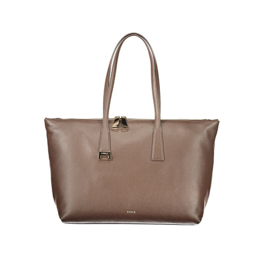 This Tote Handbag by Furla for women in leather and brown presents a sculptural silhouette featuring a secure zipper, ample internal-pockets, and versatile handle for a sculptural finish.
