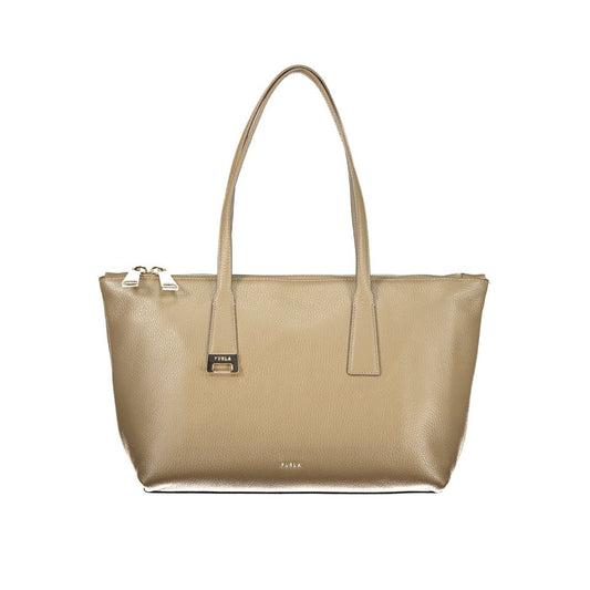 This Tote Handbag by Furla for women in leather and green presents a sculptural silhouette featuring a secure zipper, ample internal-pockets, and versatile handle for a sculptural finish.