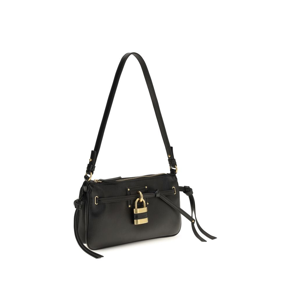 Mini Shoulder Bag by Chloé for women in bos taurus calf & lambskin leather black & signature features a distinguished silhouette, showcasing a secure zipper and distinguished internal-pockets with versatile shoulder-strap & belt-strap for a distinguished finish.