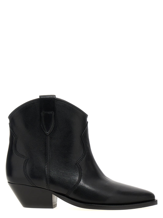 Cuban Ankle Chelsea Cowboy Boots by Isabel Marant for women in calfskin leather black showcases a impeccable silhouette as Women's Calfskin Leather Cuban Ankle Chelsea Cowboy Boots, artfully defined by a impeccable cuban-heel and a impeccable .