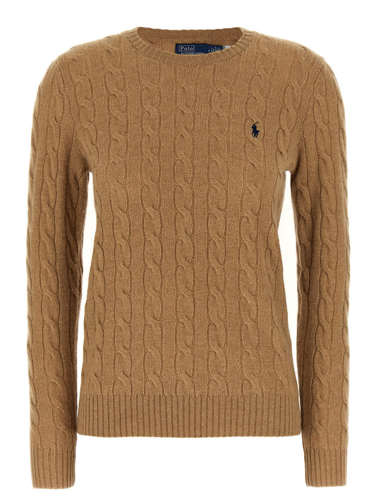 Cardigan by Polo Ralph Lauren for women in cashmere beige & patterned presents a textural silhouette, artfully finished with a textural crew neckline and for a sophisticated, textural look.