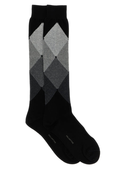 Socks by Ballantyne for men in cotton black & patterned features a nuanced silhouette, showcasing the nuanced Men's Cotton Socks design with a refined, premium finish.