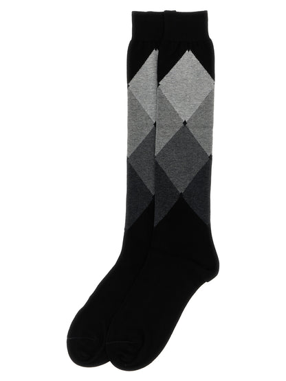 Socks by Ballantyne for men in cotton black & patterned features a contemporary knit construction, showcasing the sophisticated design of this Men's Cotton Socks with its contemporary finish.