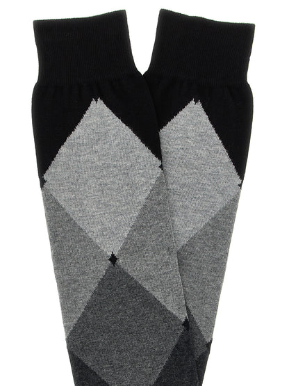 Socks by Ballantyne for men in cotton black & patterned features a snug silhouette, artfully capturing the essence of the snug Men's Cotton Socks design for a sophisticated look.