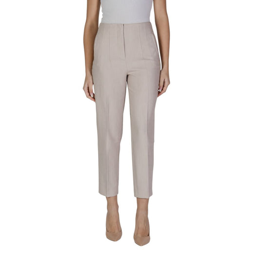 Trousers by Only for women in stretch polyester & viscose beige features a tailored silhouette with a tailored , defined by its long and a sophisticated .