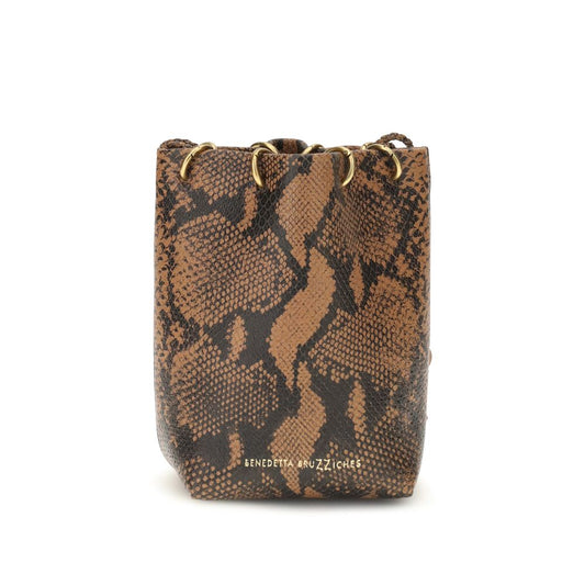 Bucket Pouch Handbag by Benedetta Bruzziches for women in bos taurus suede calf leather brown features a effortlessly chic silhouette, showcasing a secure with ample and versatile for a effortlessly chic finish.