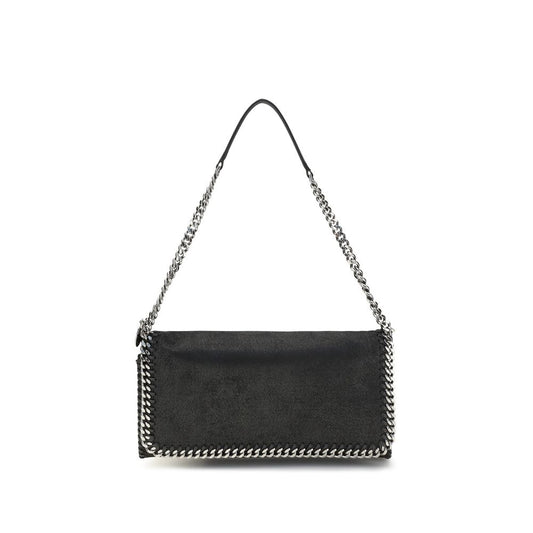 Flap Shoulder Bag by Stella McCartney for women in polyester black & signature presents a versatile silhouette, showcasing a secure flap and versatile with versatile shoulder-strap for a sophisticated look.
