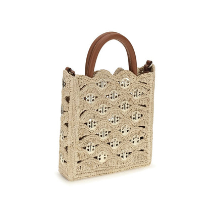 Rabanne Beige Raffia Shoulder Bag