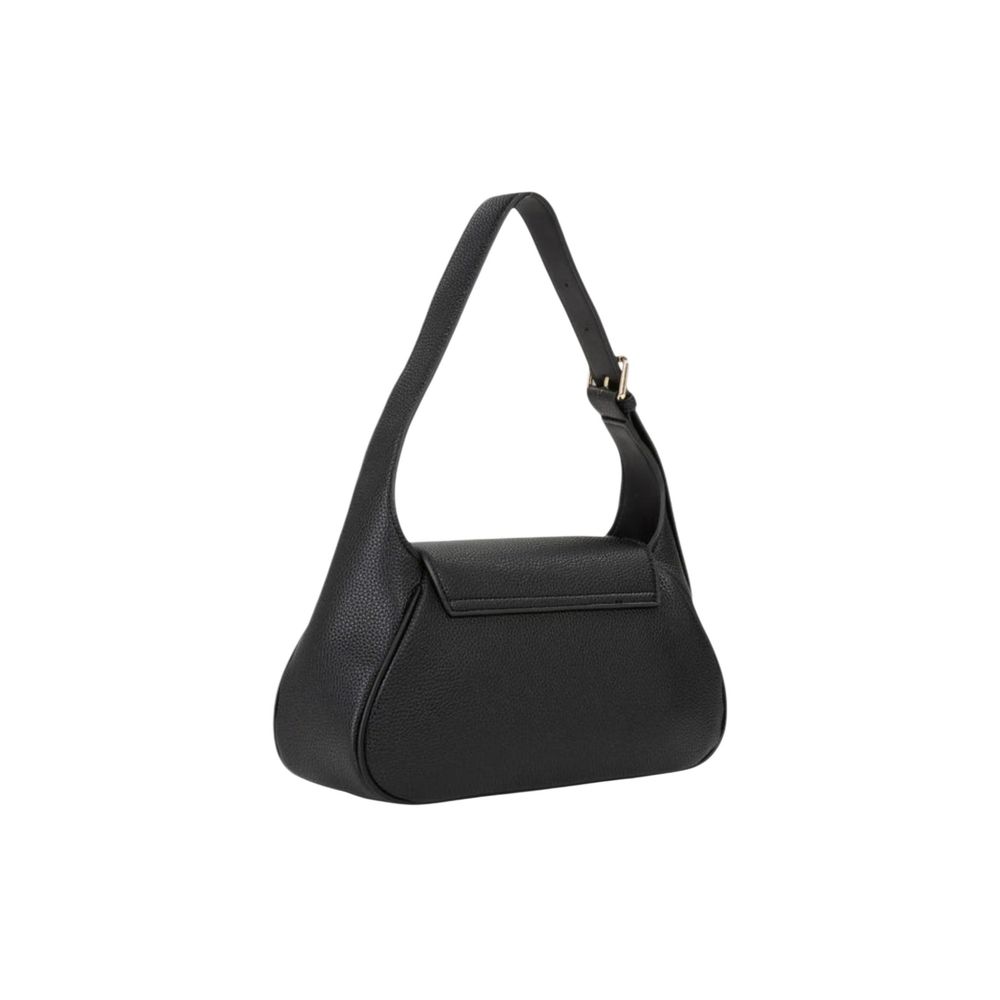 This Medium Flap Handbag by Mario Valentino for women in polyethylene & polyurethane and black presents a sculptural silhouette featuring a secure flap, ample , and versatile shoulder-strap & adjustable-strap for a sculptural finish.