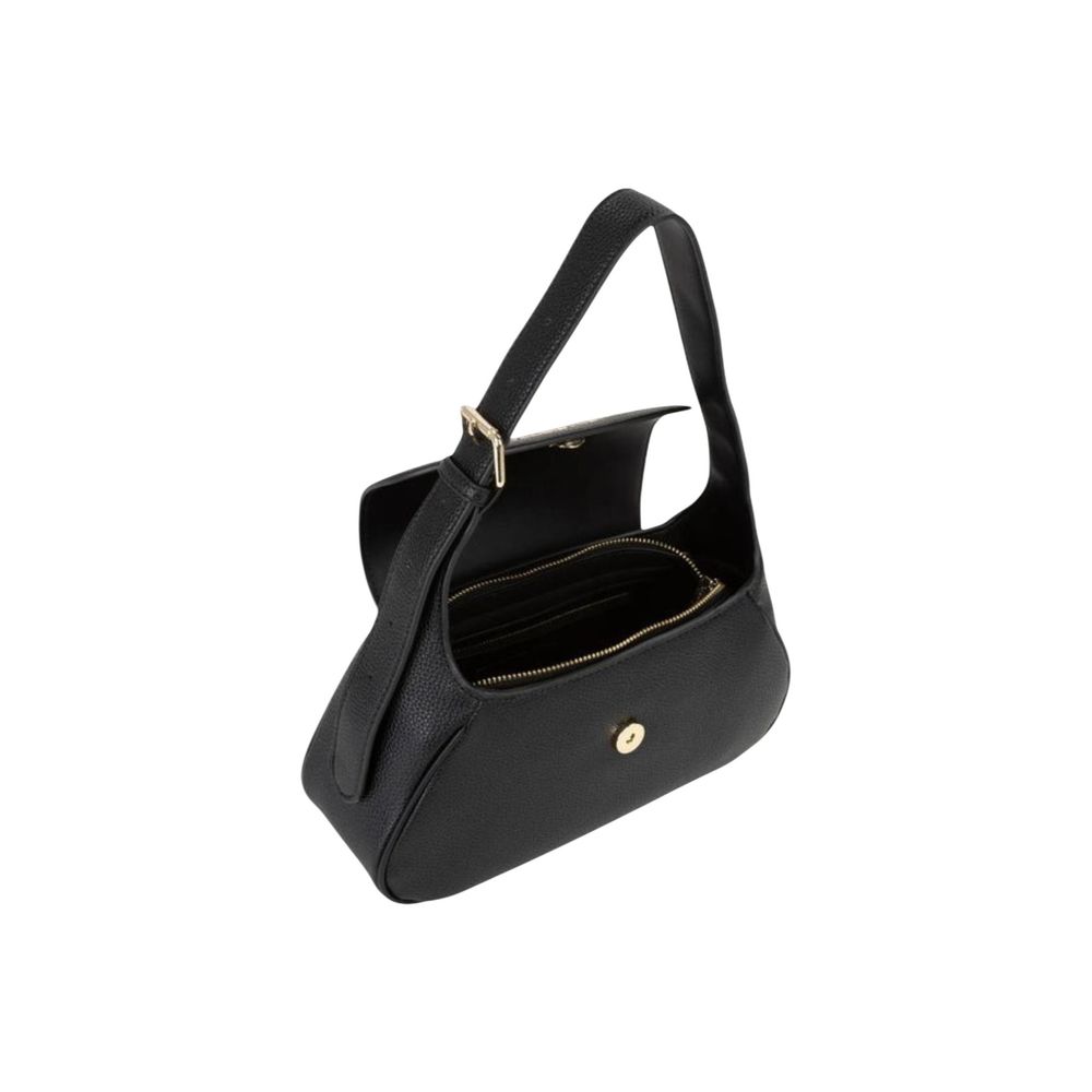 Medium Flap Handbag by Mario Valentino for women in polyethylene & polyurethane black features a exquisite silhouette, showcasing a secure flap and exquisite with versatile shoulder-strap & adjustable-strap for a exquisite finish.
