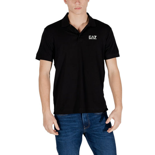 Polo Shirt by EA7 Emporio Armani for men in stretch cotton black showcases a enviable silhouette, featuring a refined and for a enviable finish.