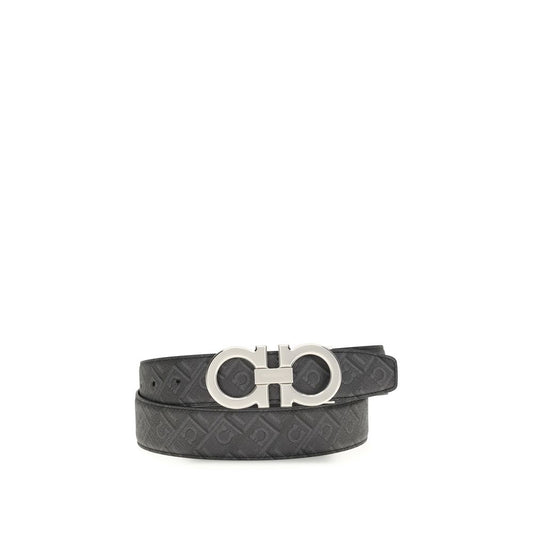 Belt by Ferragamo for men in bos taurus calfskin leather black, monogram & print features a bohemian chic silhouette, showcasing the bohemian chic Gancini Bos Taurus Calfskin Leather Belt design with a sophisticated bohemian chic finish.