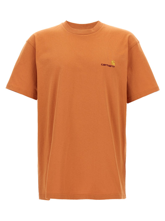 T-Shirt by Carhartt Wip for men in organic cotton orange features an edgy silhouette, meticulously detailed with a sophisticated short-sleeve and crew neckline for a truly edgy finish.