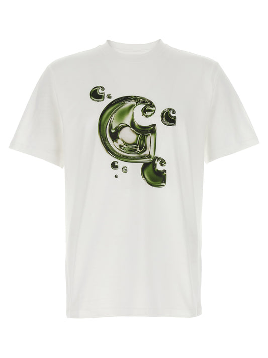 Carhartt Wip Men's Short-Sleeve Crew Neck Chrome & Organic Cotton T-Shirt - White Print
