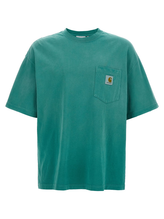 T-Shirt by Carhartt Wip for men in cotton bicolour showcases a dramatic silhouette, elegantly detailed with a dramatic crew neckline and short-sleeve for a truly dramatic finish.
