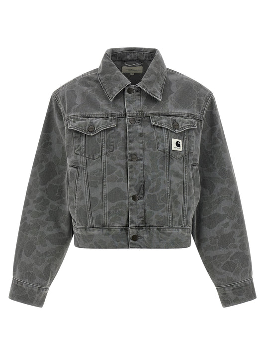 Carhartt Wip Women's Organic Cotton Denim Trucker Jacket - Gray Camouflage Print