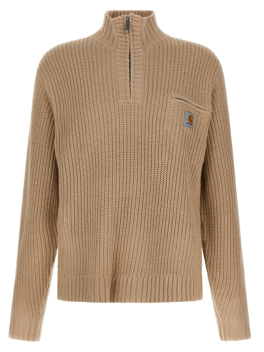 Carhartt Wip Men's High Collar Acetate Wool Cardigan - Beige Patterned
