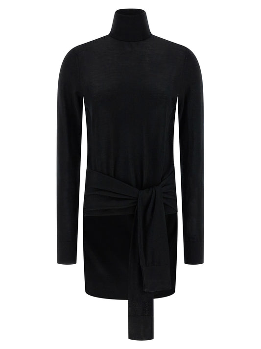 Cardigan by TOTEME for women in cashmere silk black presents a textural silhouette, artfully finished with a textural turtle high-neck neckline and for a sophisticated, textural look.