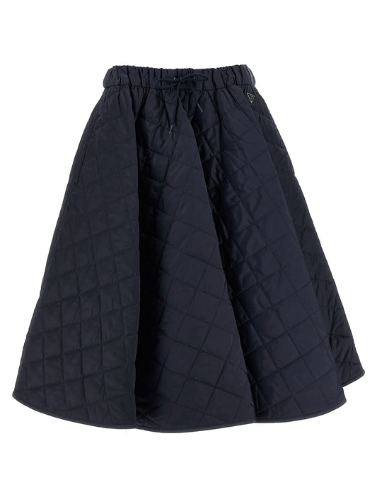 Skirt by Prada for women in metal nylon plastic & polyamide blue showcases a dramatic silhouette, artfully capturing the essence of the Women's Metal Nylon Plastic & Polyamide Midi Skirt in a dramatic midi cut for a refined look.