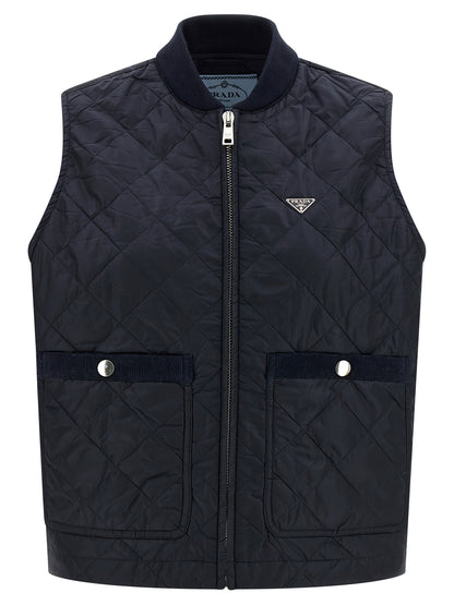 Prada Blue Recycled Polyamide Sleeveless Jacket