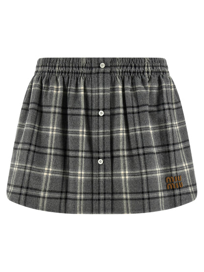 Miu Miu Gray Cotton Long Skirt
