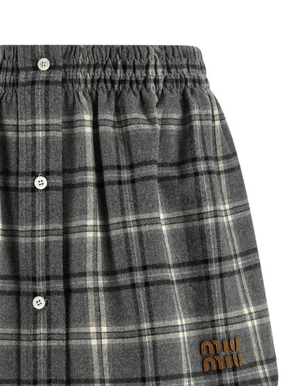 Miu Miu Gray Cotton Long Skirt