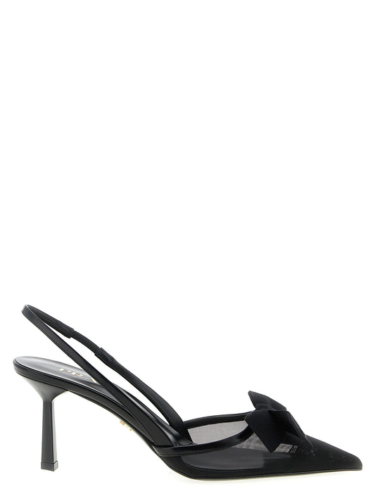 Mid-Heel Slingback Pumps Heels by Prada for women in leather mesh metal & polyamide black features a effortlessly chic Women's Leather Mesh Metal & Polyamide Mid-Heel Slingback Pumps Heels design with a sophisticated mid-heel and elegant .