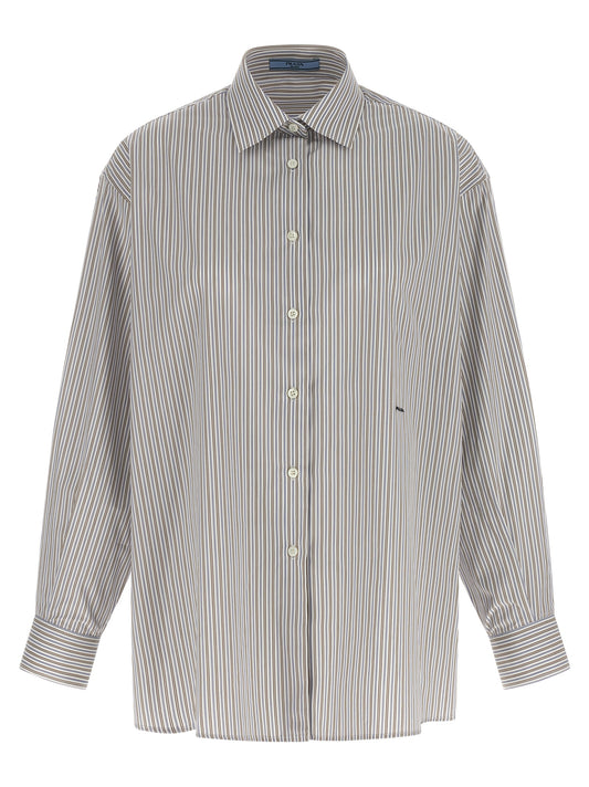 Blouse by Prada for women in cotton multicolor & striped features an polished silhouette, showcasing a sophisticated and detail for a truly polished finish.