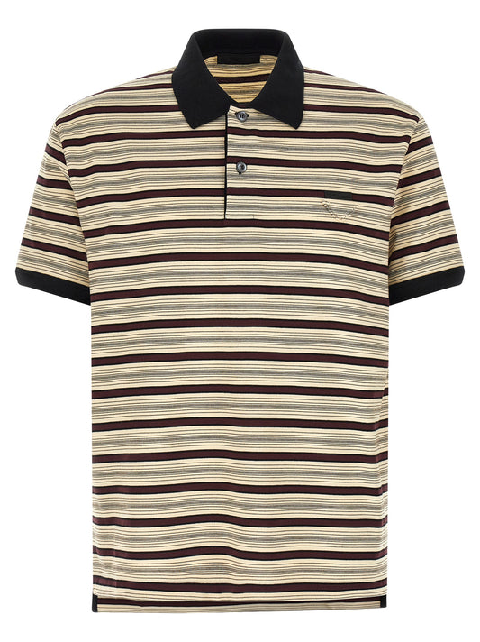 Polo Shirt by Prada for men in cotton multicolor & striped features a eye catching silhouette, showcasing a refined and short-sleeve for a eye catching finish.