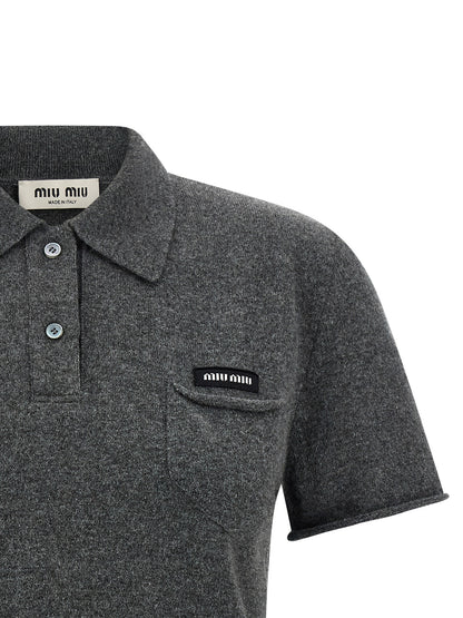 Miu Miu Gray Cashmere Polo Shirt
