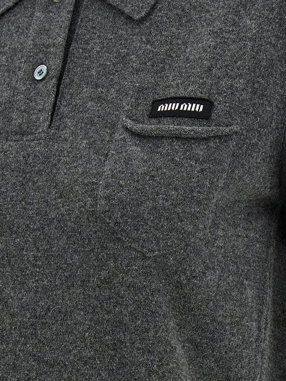 Miu Miu Gray Cashmere Polo Shirt