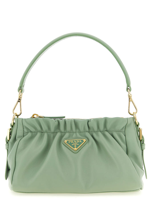 Shoulder Bag by Prada for women in lamb leather & metal bicolour & monogram showcases a enviable silhouette, artfully detailed with a secure zipper, organized , and versatile shoulder-strap, adjustable-strap & handle for a enviable look.