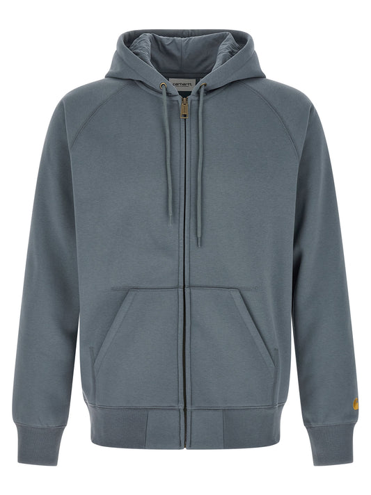 Sweatshirt Hoodie by Carhartt Wip for men in cotton blue features an luminous silhouette, showcasing a sophisticated hooded neckline and for a truly luminous look.