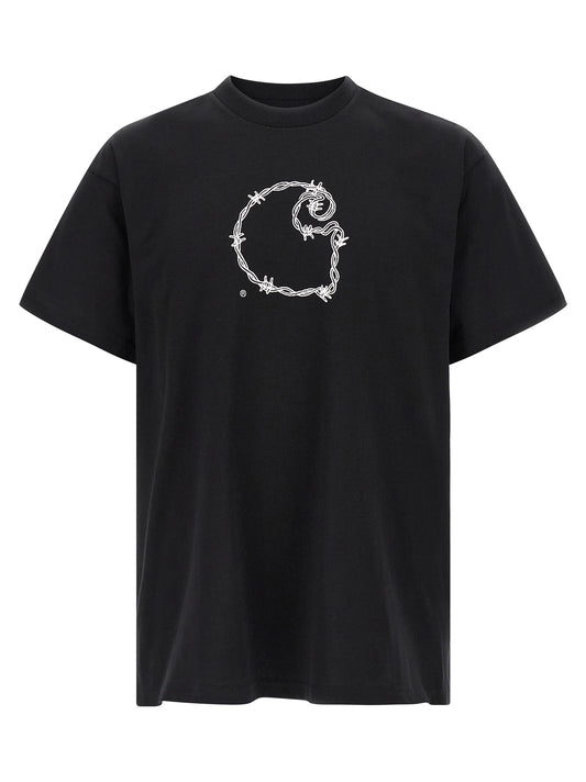 T-Shirt by Carhartt Wip for men in organic cotton black & print showcases a unassuming silhouette, artfully detailed with a refined crew neckline and unassuming short-sleeve for a sophisticated, contemporary look.