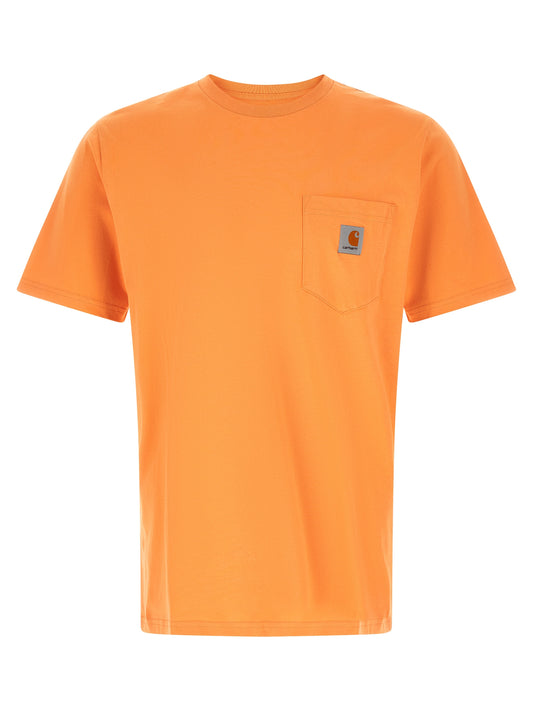 T-Shirt by Carhartt Wip for men in cotton orange showcases a chic silhouette, artfully detailed with a chic crew neckline and short-sleeve for a chic finish.