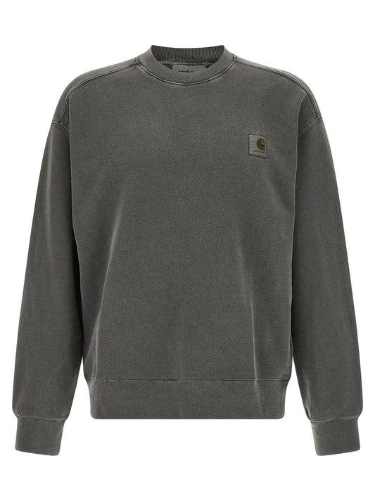 Sweatshirt by Carhartt Wip for men in cotton black features an provocated silhouette, detailed with a provocated long-sleeve and a refined crew neckline for a sophisticated aesthetic.