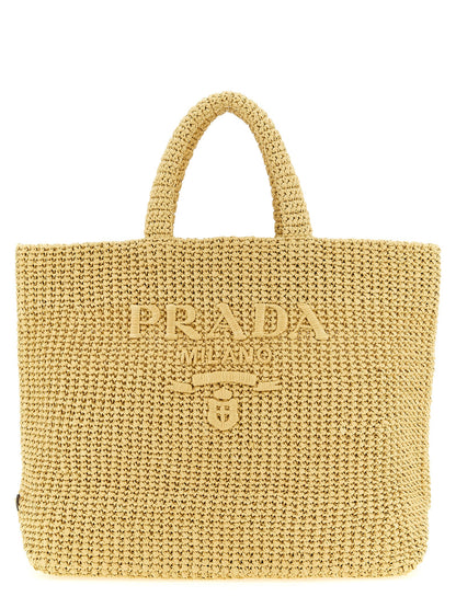 Prada Beige Raffia Tote Bag