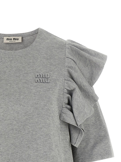 Miu Miu Gray Cotton Short Dress