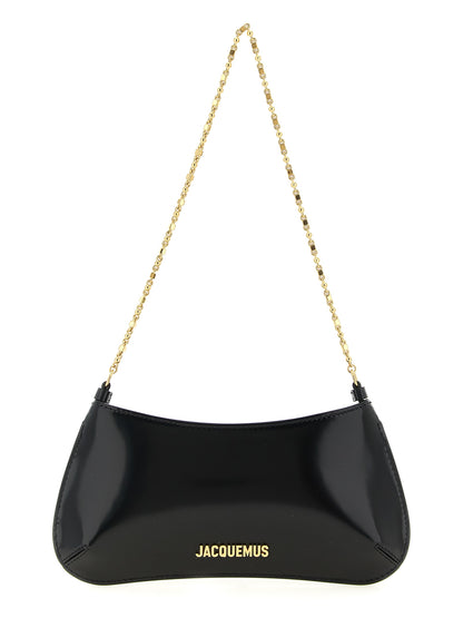 Jacquemus Bisou Le Petit Calfskin Leather & Cotton Shoulder Bag - Black Gold