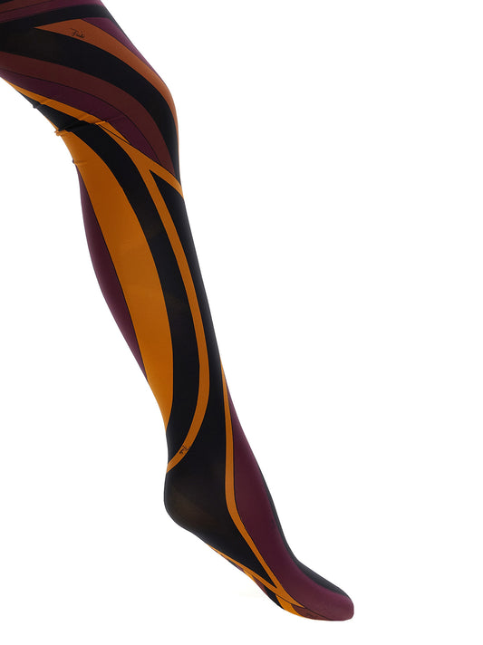 Hosiery by Emilio Pucci for women in stretch polyamide black, burgundy, gold, multicolor, patterned & print features an sultry finish from the Iride Women's Stretch Polyamide Hosiery collection, offering a sultry silhouette for an elegant and refined look.