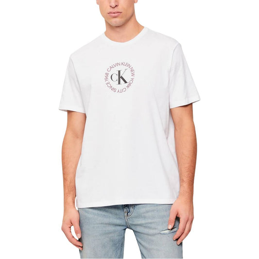 Activewear T-Shirt by Calvin Klein Jeans for men in cotton white features a dynamic silhouette with and crew neckline enhanced by functional .