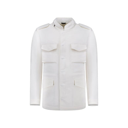 Autore White Cotton Full-Length Jacket