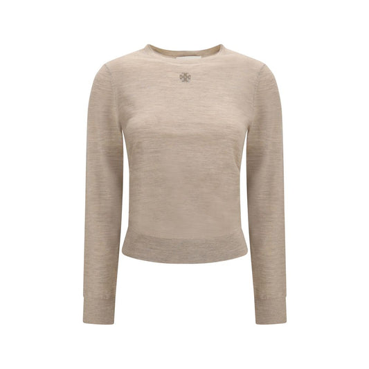 Sweatshirt by Tory Burch for women in wool beige features a unrivaled silhouette with a refined crew neckline and unrivaled long-sleeve detailing for a sophisticated look.