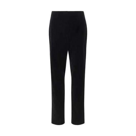 Casual Pants by Khaite for women in cotton velvet & elastane black presents a refined pantology silhouette, artfully defined by a refined pantology regular-fit, long short, and a sophisticated high rise.