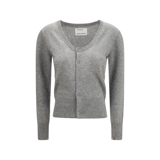 Extreme Cashmere Women's Regular Fit Slim Crew Neck &Scoop Cashmere Cardigan - Gray