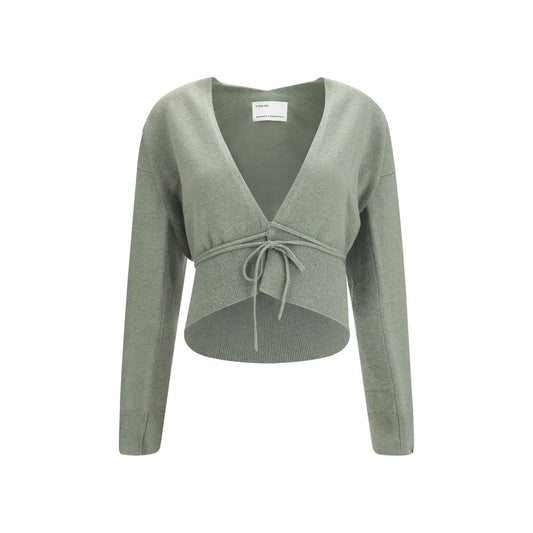 Extreme Cashmere Ella Women's Regular Fit Slim V Neck Cashmere & Nylon Cardigan - Bicolour