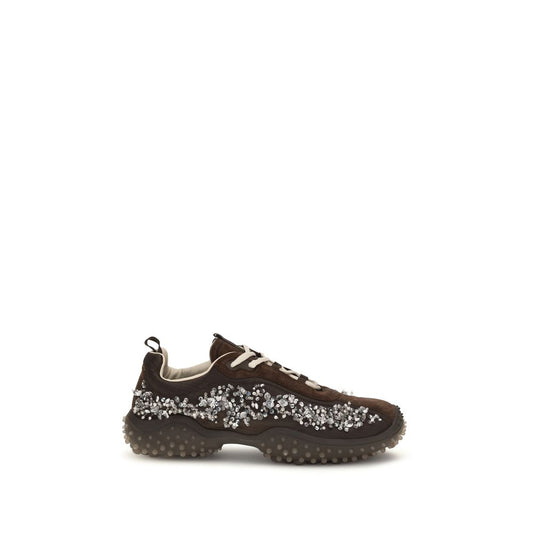Sneakers by Miu Miu for women in crystal suede rubber & leather brown features an fashionable silhouette, showcasing the premium Women's Fashion Crystal Suede Rubber & Leather Sneakers in a fashionable fashion style that offers a fashionable finish for refined style.